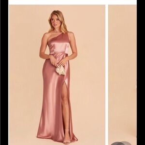 Birdy Grey One-Shoulder Shiny Satin Kira Dress